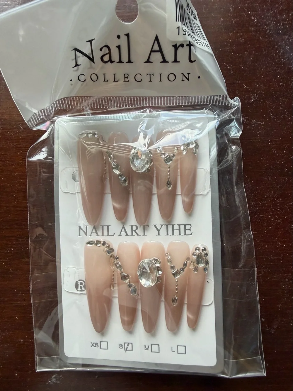 Nude Rhinestone Press-On Nails